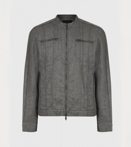 LINEN JACKET Grey/Blk Prn