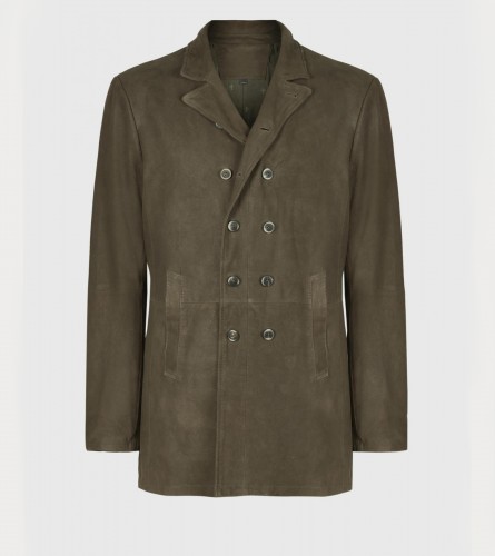 CUT-AWAY DOUBLE BREASTED COAT Twine Brown